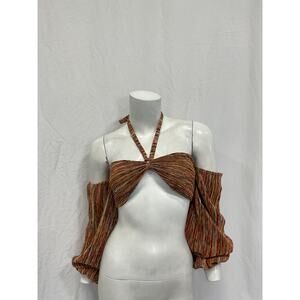 Ronny Kobo 'Swayze' Brown Polyester Marled Knit Crop Top Size S